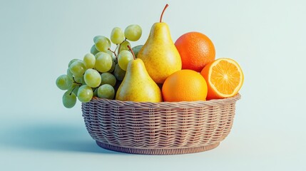 Fruit basket, pears, grapes, oranges, studio, healthy eating, website