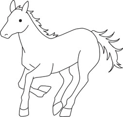 シンプルな馬の線画　イラスト