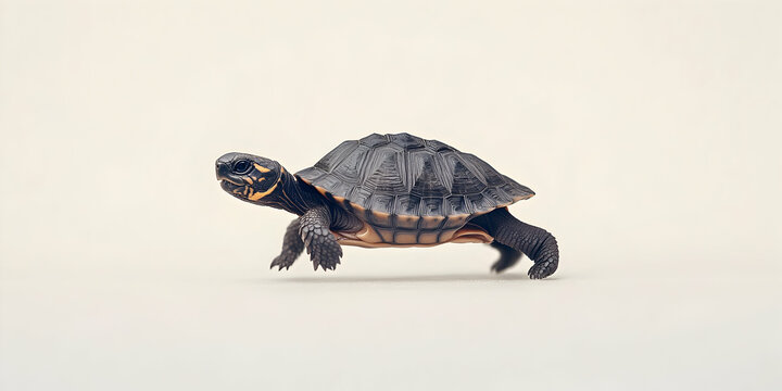 A charming juvenile turtle gracefully navigating its environment with poise