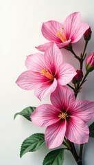 Radiant blooms, symmetrical design, vibrant hues, delicate petals, white backdrop, background, macro, still life