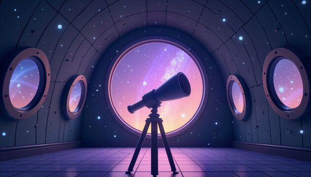 Stargazing view through telescope at observatory, cosmic wonder