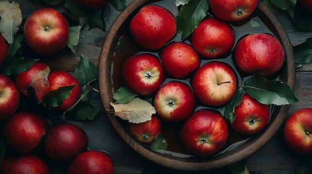 Apple cider vinegar with fresh red apples