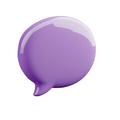 purple Speech Bubble. Talk bubble. Cloud speech bubbles collection. 3D Rendering isolated on transparent white background, png.