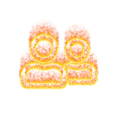 Burning icon user friends on transparent background. Flames and small fire