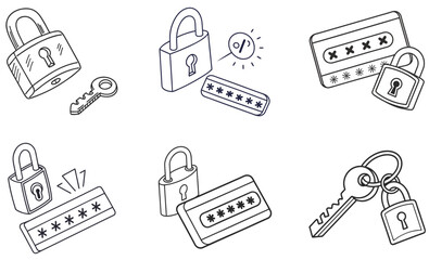 School, Travel and Gym Lockers Vector Icon Set
