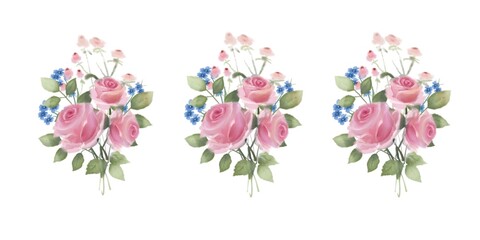 Illustration border for Wedding invitations  pink roses on a white background. Ideal for wedding project, birthday, children party,  gifts, present, handmade, Easter decor, Valentines day