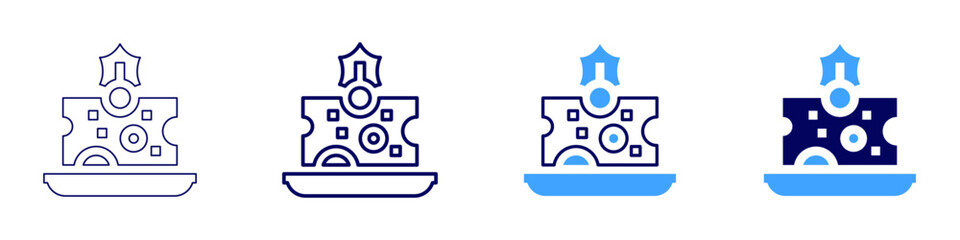 Cheese icon in 4 different styles. Thin Line, Line, Bold Line, Duotone. Duotone style. Editable stroke
