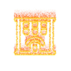 Burning icon hotel on transparent background. Flames and small fire