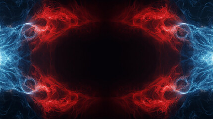 Fototapeta premium Abstract Red & Blue Smoke Waves with Middle Space 