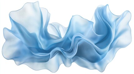 Flowing blue fabric, studio shot, isolated, textile design