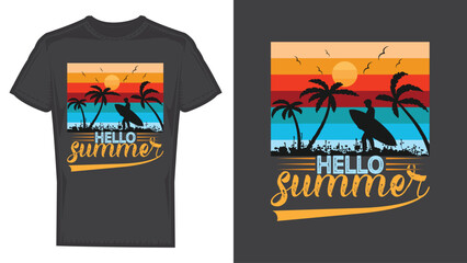 Vintage Summer Surfing T-Shirt Design
