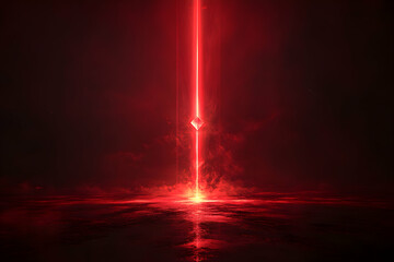 An abstract representation of a diamond shape under a vibrant red laser