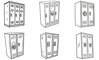 School, Travel and Gym Lockers Vector Icon Set
