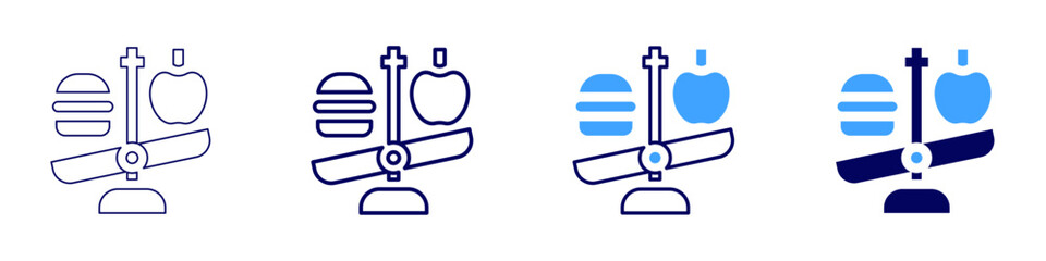 Food standards icon in 4 different styles. Thin Line, Line, Bold Line, Duotone. Duotone style. Editable stroke