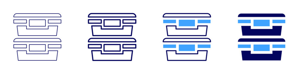 Food storage container icon in 4 different styles. Thin Line, Line, Bold Line, Duotone. Duotone style. Editable stroke