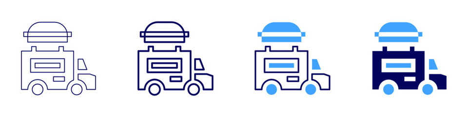 Food truck icon in 4 different styles. Thin Line, Line, Bold Line, Duotone. Duotone style. Editable stroke