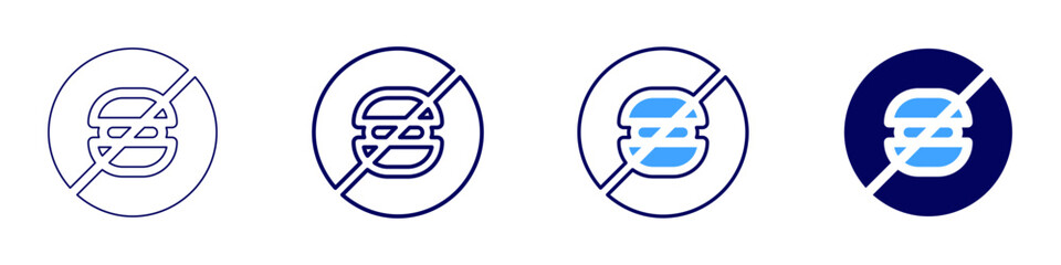 No burger icon in 4 different styles. Thin Line, Line, Bold Line, Duotone. Duotone style. Editable stroke