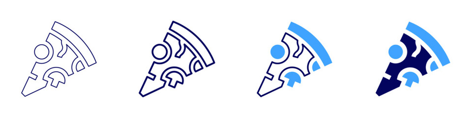 Pizza icon in 4 different styles. Thin Line, Line, Bold Line, Duotone. Duotone style. Editable stroke