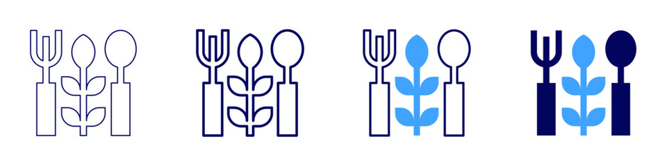 Fototapeta premium Vegetarian food icon in 4 different styles. Thin Line, Line, Bold Line, Duotone. Duotone style. Editable stroke
