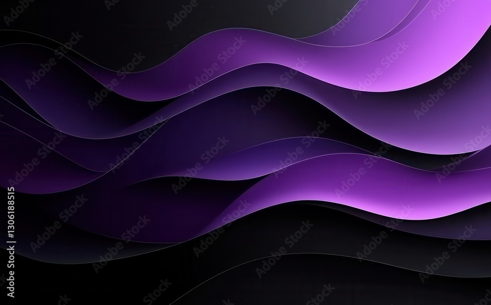 Aufkleber abstract waves in purple and black gradient creating a modern and dynamic background with smooth cur
