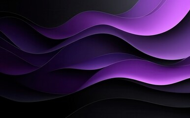 Abstract waves in purple and black gradient creating a modern and dynamic background with smooth curves and flowing shapes for design projects