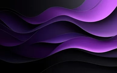Fototapeten Abstract waves in purple and black gradient creating a modern and dynamic background with smooth curves and flowing shapes for design projects © ANUAR