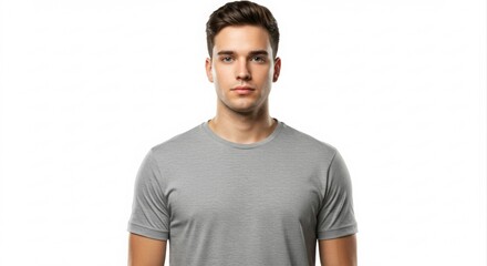 Fototapeta premium Handsome man in a gray t-shirt.