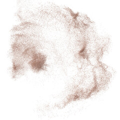 3D rendering of scattered sand granules or fine dirt on transparent background
