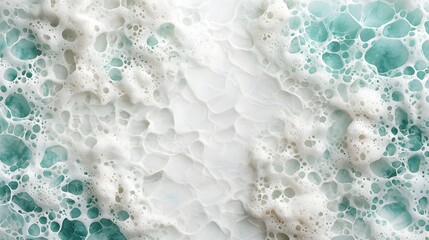 Naklejka premium Abstract Ocean Foam Texture with Turquoise and White Bubbles in Natural Light for Background Design and Artwork