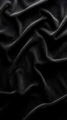 Fototapeta premium Elegant Black Fabric with Soft Waves and Textured Surface Ideal for Fashion, Interior Design, and Artistic Backgrounds