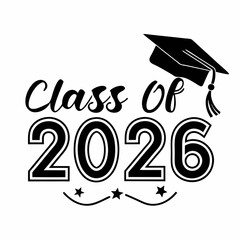 Minimalist Black and White Class of 2026 Graduation 
