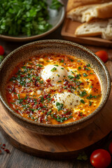 Authentic Turkish Menemen Eggs with Tomato Ready to Savor at the table