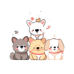 Obraz premium Playful and whimsical dog or cat illustrations in vibrant and minimalist designs.