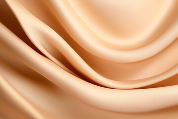 Obraz premium Elegant Beige Fabric Waves Abstract Smooth Texture Background Luxurious Satin Draped Textile