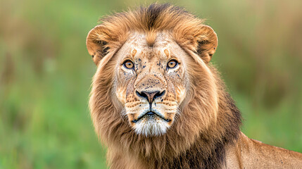 Obraz premium Lion's Intense Gaze Powerful Feline Predator Safari Wildlife Portrait Nature African Wilderness Fauna