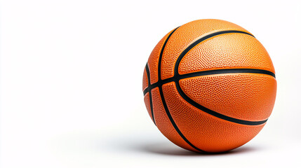 Fototapeta premium Orange Textured Basketball Ball Close Up Isolated on White Background Sports Equipment Still Life