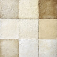 A Close-Up View of a Textured Tile Arrangement Featuring Varied Shades of Beige and Cream, Displaying an Artistic Blend of Different Tones and Patterns.