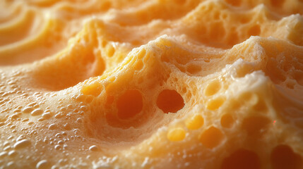Bubbles Forming in Foamy Liquid Create an Abstract Texture Resembling a Natural Landscape at Close Range