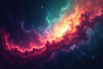 Fototapeta premium Cosmic Nebula A Vivid Tapestry of Celestial Hues and Glowing Stellar Clouds