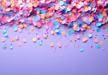 Bright and Colorful Confetti on a Purple Background for Celebrations and Events with a Fun and Festive Atmosphere Creating Joyful Ambiance