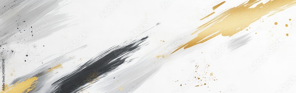 Poster Abstract composition featuring elegant brush strokes and splashes on a soft white background