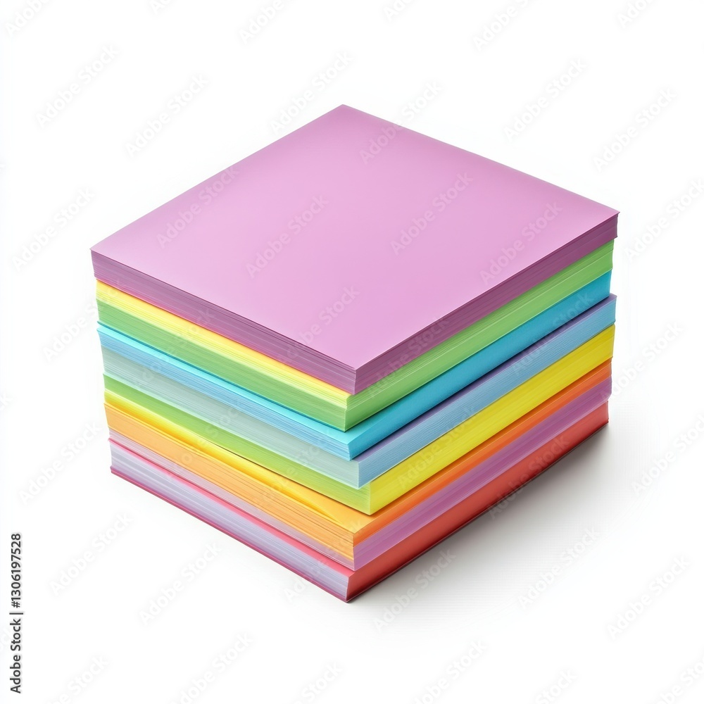 Poster colorful sticky notes stacked neatly in a vibrant arrangement for organization and creativity