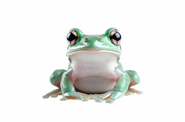 Obraz premium Close-up Portrait of an Adorable Green Tree Frog Isolated on White