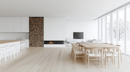 Fototapeta premium Modern Minimalist Living Space with Natural Light and Cozy Atmosphere