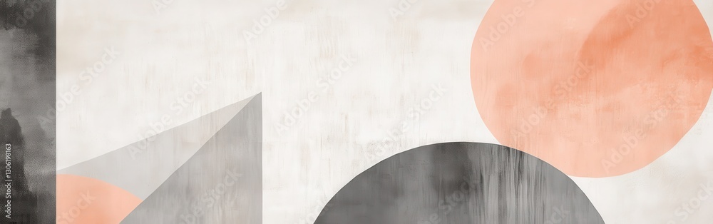 Poster Soft peach and gray geometric forms dissolve into an abstract composition filled with elegance and tranquility