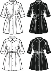 Shirt dress fashion illustration