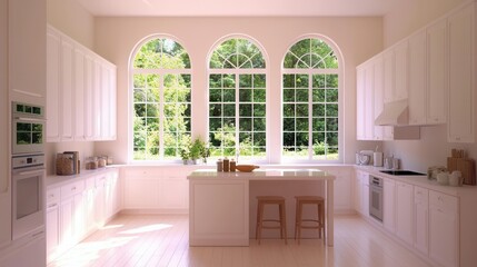 Bright and Airy Modern Kitchen with Large Windows and Natural Light