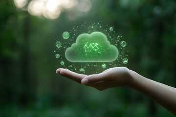 Concept of cloud technology that is environmentally friendly and sustainable future