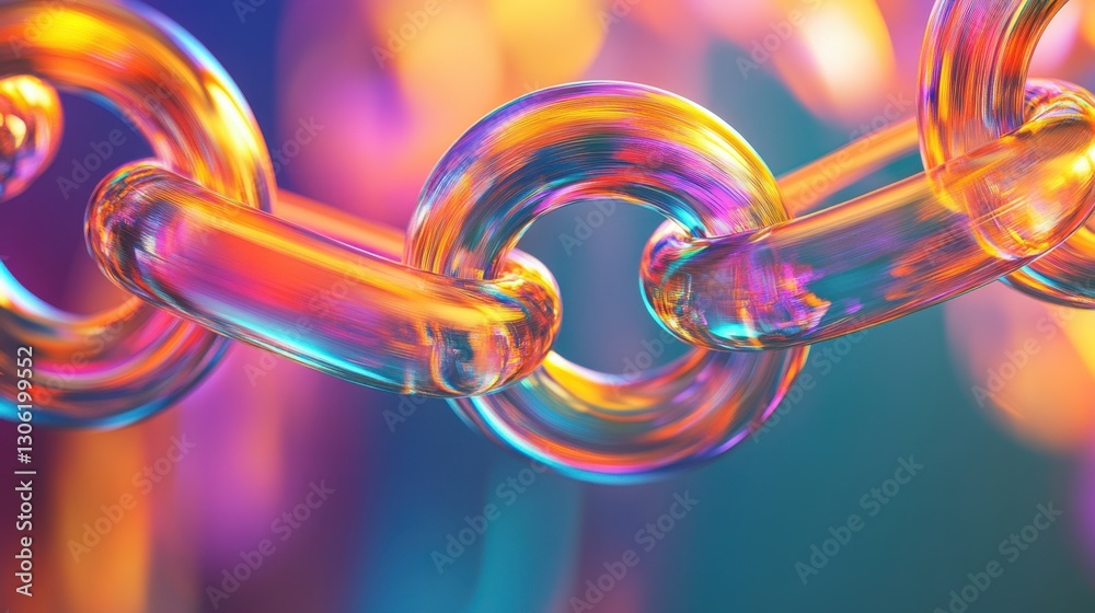 Canvas Prints colorful transparent links forming a chain with light reflection effects