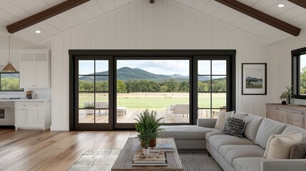 Bright and Airy Modern Living Room with Scenic Mountain View